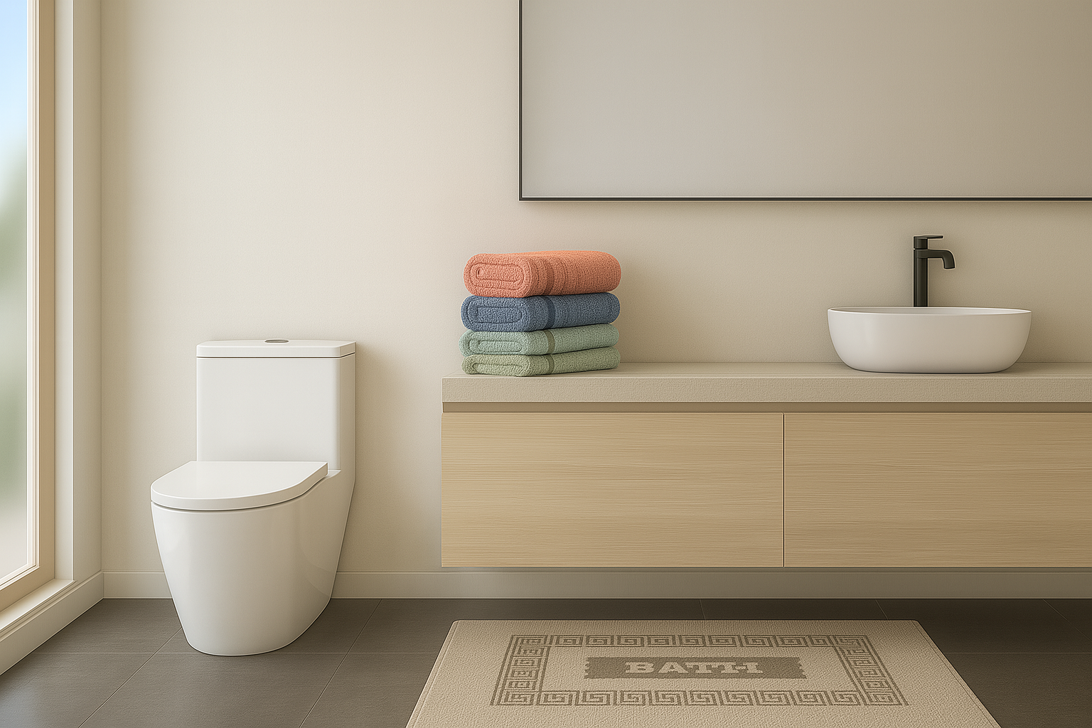 Toallas y alfombra de baño